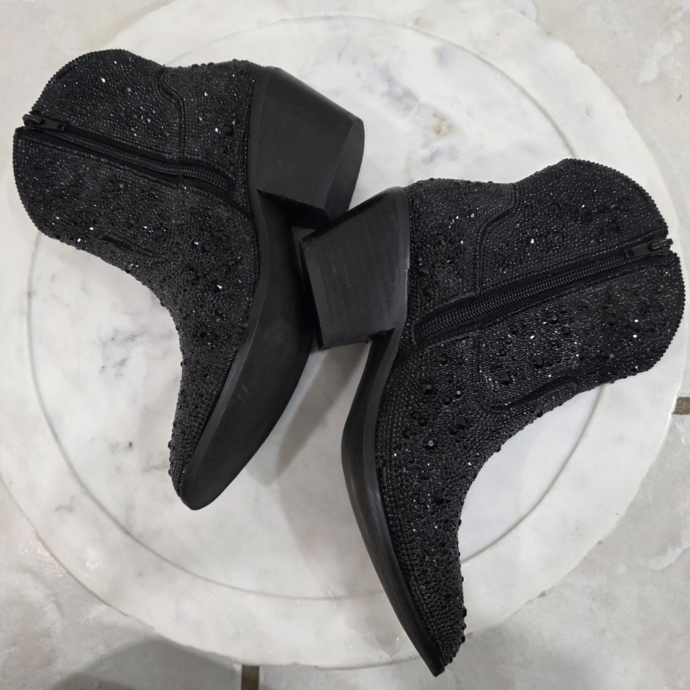 Corky's Hey Girl Shine Bright Black Rhinestone Western Booties Size 7 - Picture 8 of 17